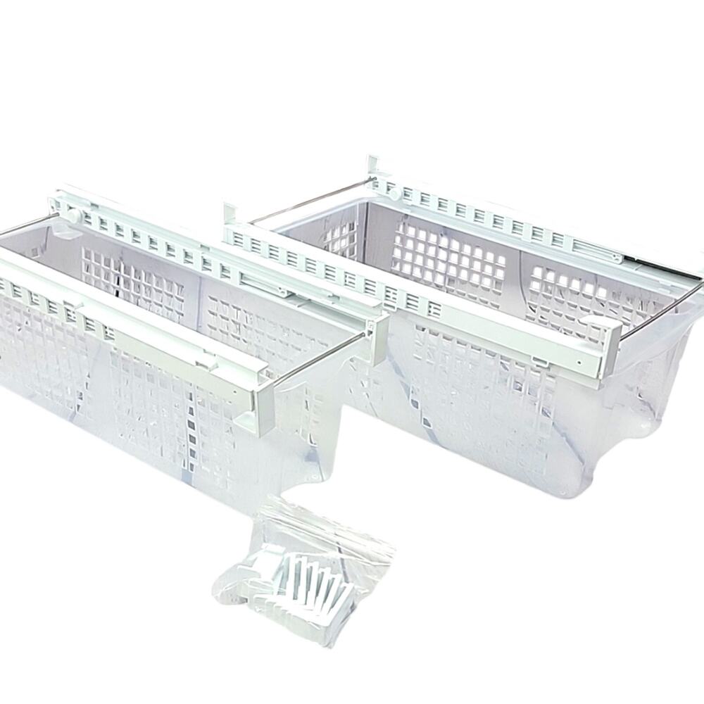 QVC Refrigerator Drawers with Rail, white and clear plastic NIB